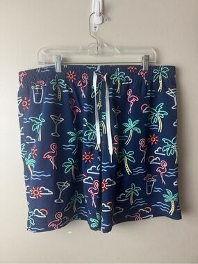 chubbies Navy Tropical Neon Print Swim Shorts XXL